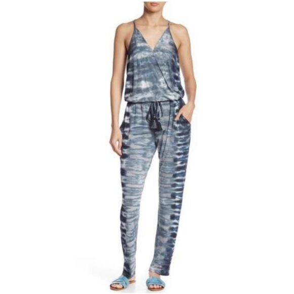 YFB Navy Tie Dye Casual Slim Fit Jumpsuit With Pockets size small - Picture 1 of 13